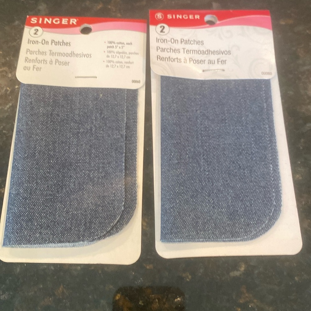 NWT 2 Packages Singer Dark Denim Iron-on Patches